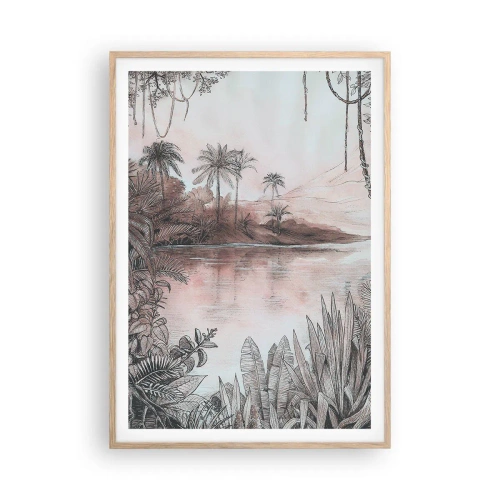 Affiche dans un chêne clair - Poster - Journal d'un explorateur du XIXe siècle - 70x100 cm