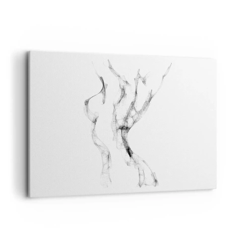 Impression sur toile - Image sur toile - Des lignes délicates et abstraites ressemblant à des traînées de fumée sur un fond clair - 100x70cm - Belle et forte - Décoration murale moderne pour le salon et la chambre ARTTOR