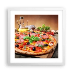 Affiche dans un cadre blanc - Poster - Avec une vraie saveur italienne - 40x40 cm