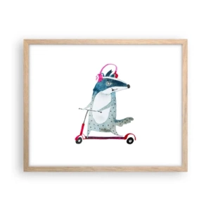 Affiche dans un chêne clair - Poster - La joie du blaireau - 50x40 cm