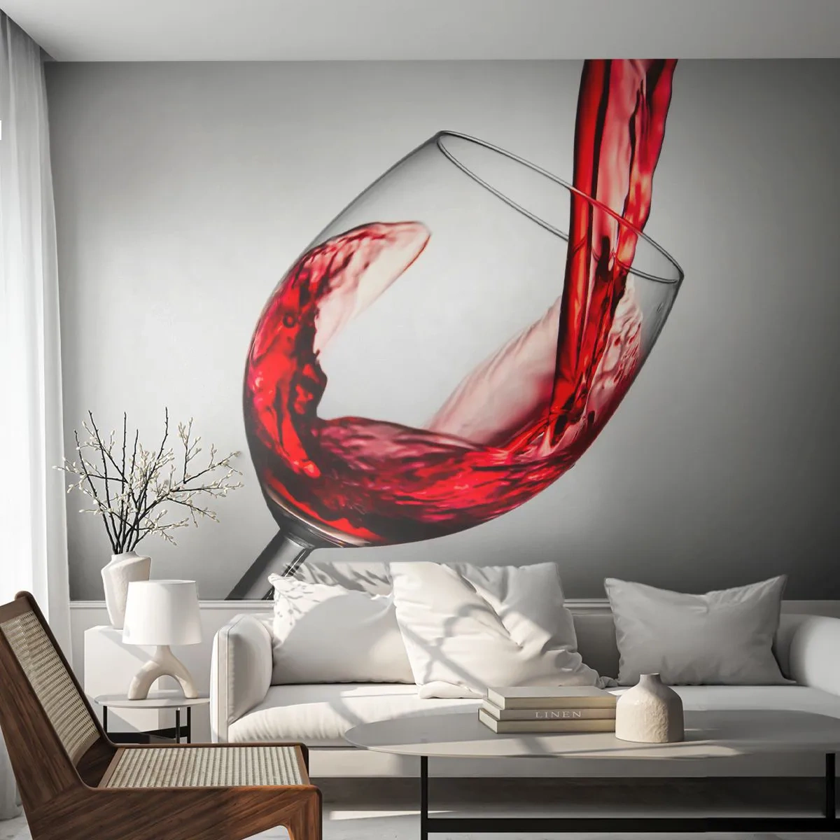 Papier Peint Autocollant Deluxe Sticker - Nuance - mouvement - son - Verre de vin, Vin rouge, La gastronomie - 250x175 cm