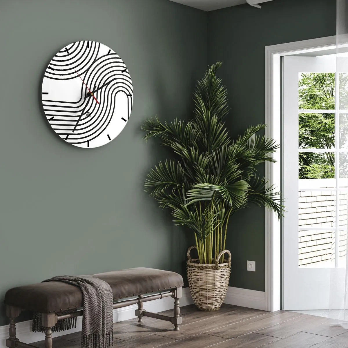 Horloge murale - Pendule murale - Lignes noires formant un motif complexe de pistes courbes - 30x30cm - En plein virage - Décoration murale moderne pour le salon, la cuisine et la chambre ARTTOR