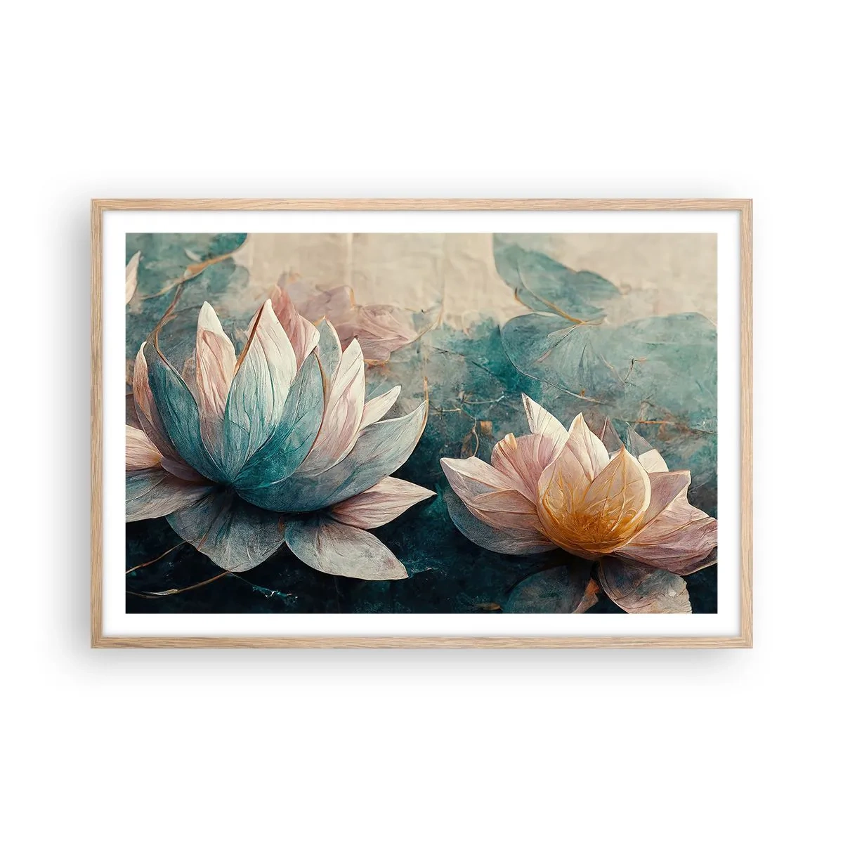 Affiche dans un chêne clair - Poster - Les étoiles du lac - 91x61 cm