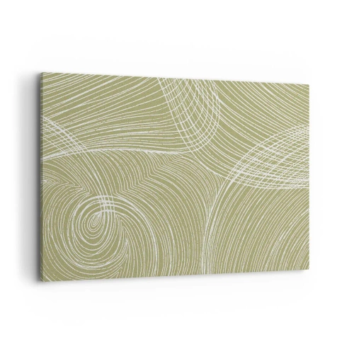 Impression sur toile - Image sur toile - Lignes vertes et blanches dans une composition abstraite - 120x80cm - Abstraction complexe de blanc - Décoration murale moderne pour le salon et la chambre ARTTOR