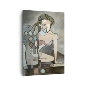 Impression sur toile - Image sur toile - Figures abstraites dans une composition symbolique avec une signification profonde - 50x70cm - Mosaïque d'esprit et de matière - Décoration murale moderne pour le salon et la chambre ARTTOR