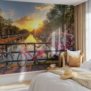 Papier Peint Photo Standard Eco - Matin de printemps à Amsterdam - Ville, Amsterdam, Architecture - 450x315 cm