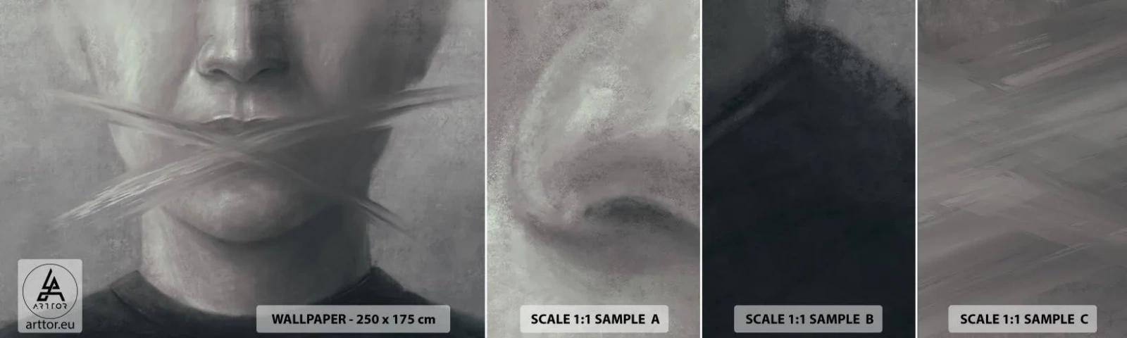 Échantillon de Papier Peint Autocollant Deluxe Sticker - Sans mot - Abstraction, Graphique, Affronter - 100x30 cm