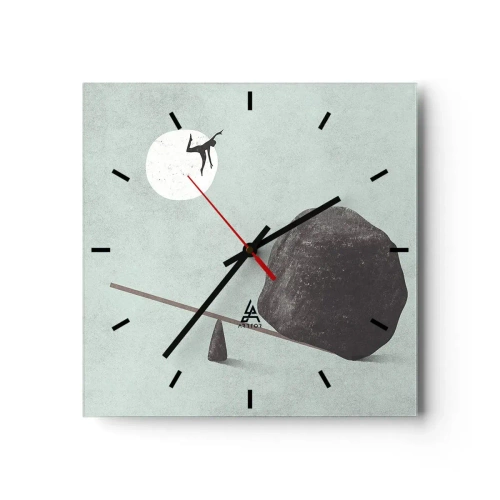 Horloge murale - Pendule murale - Une scène symbolique avec une figure et un équilibre sur un ciel lumineux. - 30x30cm - Réalisation de ses rêves - Décoration murale moderne pour le salon et la chambre ARTTOR