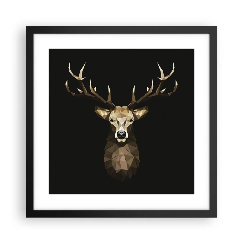 Affiche dans un cadre noir - Poster - Cerf cubique - 40x40 cm