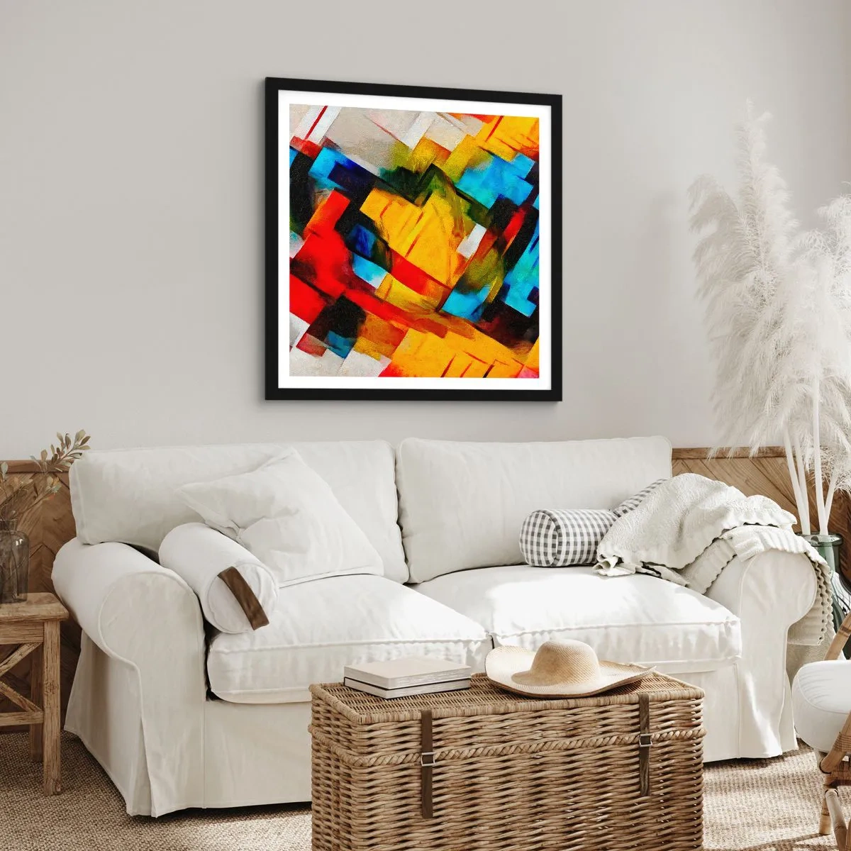 Affiche dans un cadre noir - Poster - Une superposition multicolore - 50x50 cm
