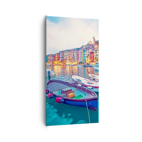 Impression sur toile - Image sur toile - Soirée colorée au port - 65x120 cm