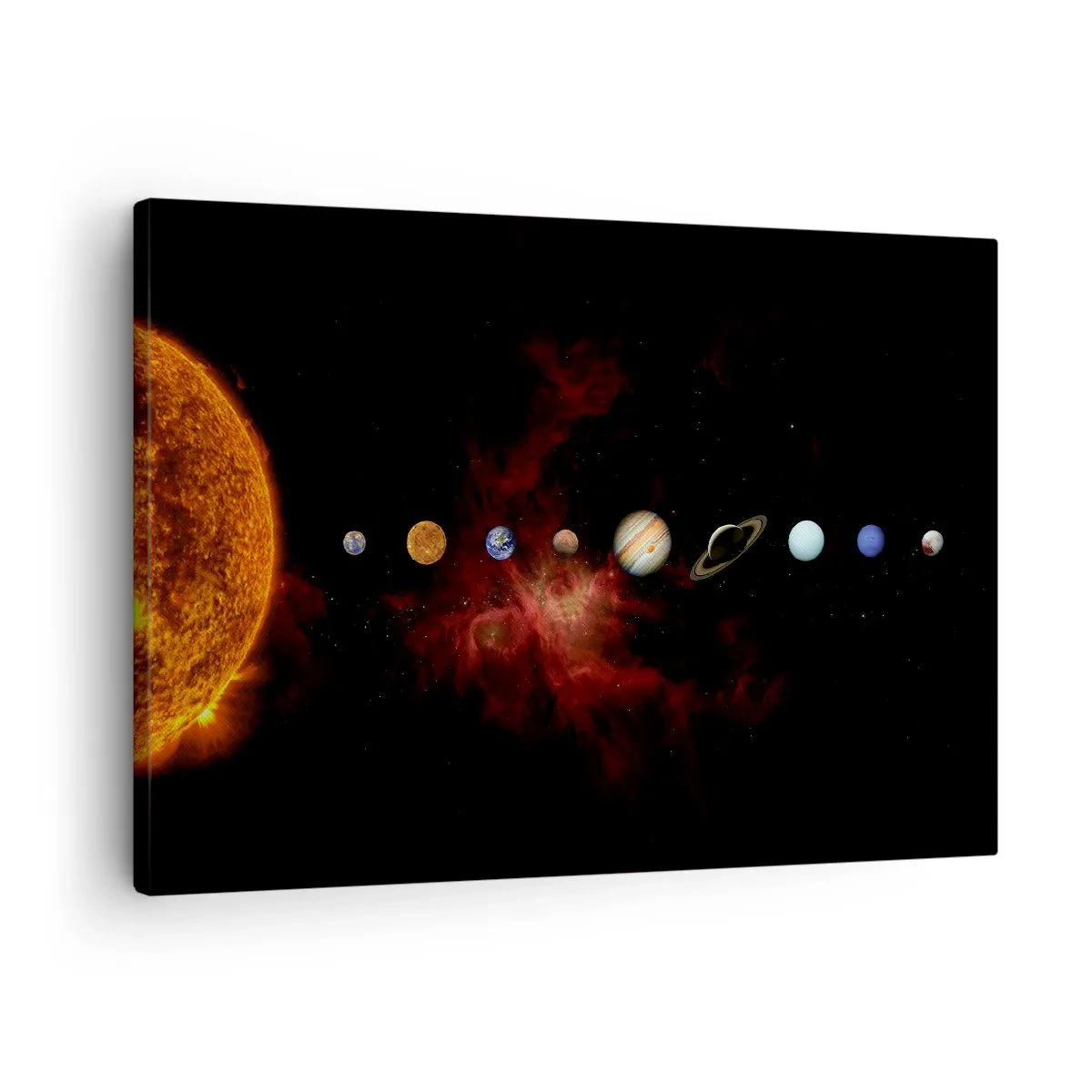 Impression sur toile - Image sur toile - Le système solaire avec des planètes sur fond d'espace - 70x50cm - Notre quartier - Décoration murale moderne pour le salon et la chambre ARTTOR