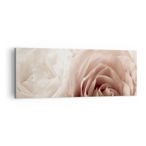 Impression sur toile - Image sur toile - Roses délicates dans des tons pastel de beige - 140x50cm - Au coeur d'ue la rose - Décoration murale moderne pour le salon et la chambre ARTTOR