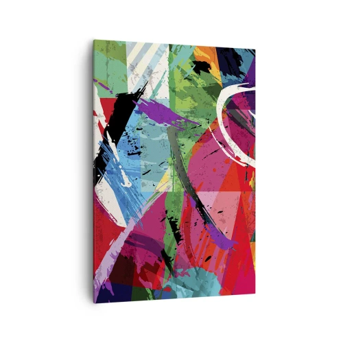 Impression sur toile - Image sur toile - Abstraction colorée avec des coups de pinceau dynamiques - 70x100cm - Rapide, vif et bondissant - Décoration murale moderne pour le salon et la chambre ARTTOR