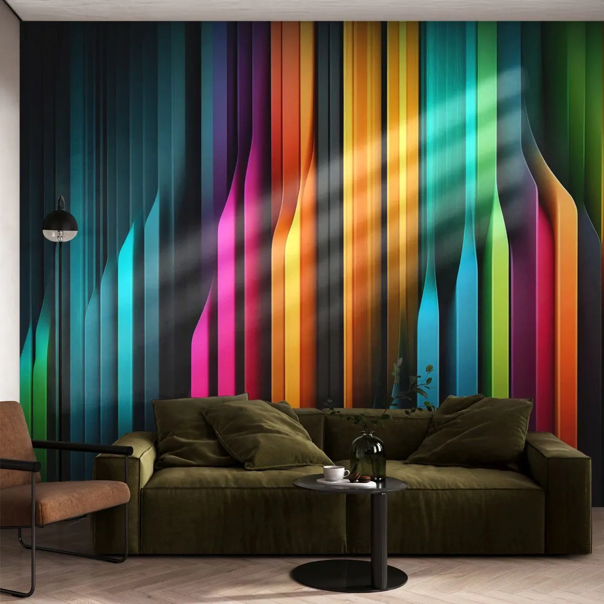 Papier Peint Photo Premium Canvas - Un organe de lumière - Coloré, Lignes, Abstraction - 250x175 cm