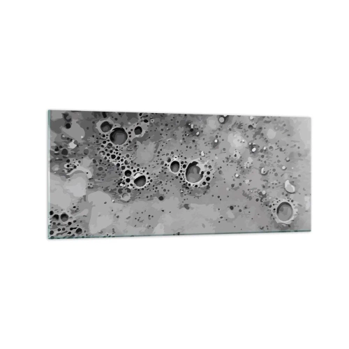 Impression sur verre - Image sur verre - Motif de bulles abstrait noir et blanc - 120x50cm - Comme un paysage lunaire - Décoration murale moderne pour le salon et la chambre ARTTOR