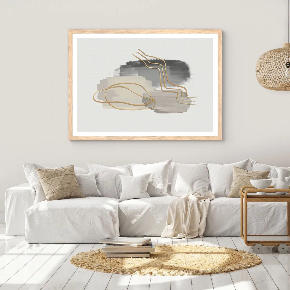 Affiche dans un chêne clair - Poster - Durée et mouvement - 100x70 cm