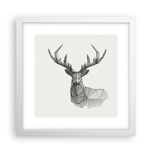 Affiche dans un cadre blanc - Poster - Cerf dans un style cubique - 30x30 cm
