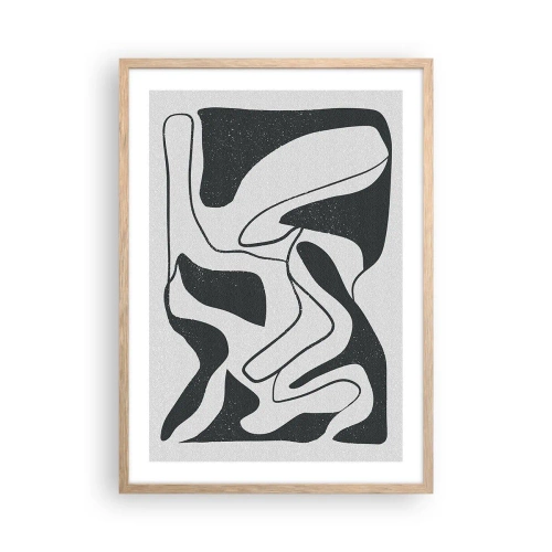 Affiche dans un chêne clair - Poster - Amusement de labyrinthe abstrait - 50x70 cm