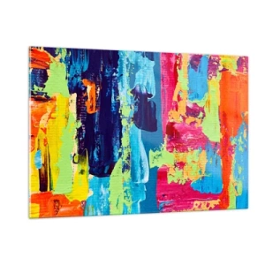 Impression sur verre - Image sur verre - Une illustration d'une peinture abstraite aux couleurs intenses - 120x80cm - La vie est belle! - Décoration murale moderne pour le salon et la chambre ARTTOR