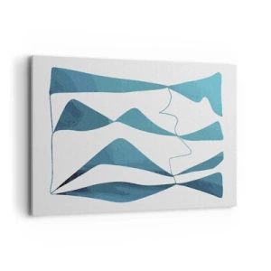 Impression sur toile - Image sur toile - Formes abstraites dans des tons de bleu sur fond blanc - 120x80cm - Abstraction : composé turquoise - Décoration murale moderne pour le salon et la chambre ARTTOR