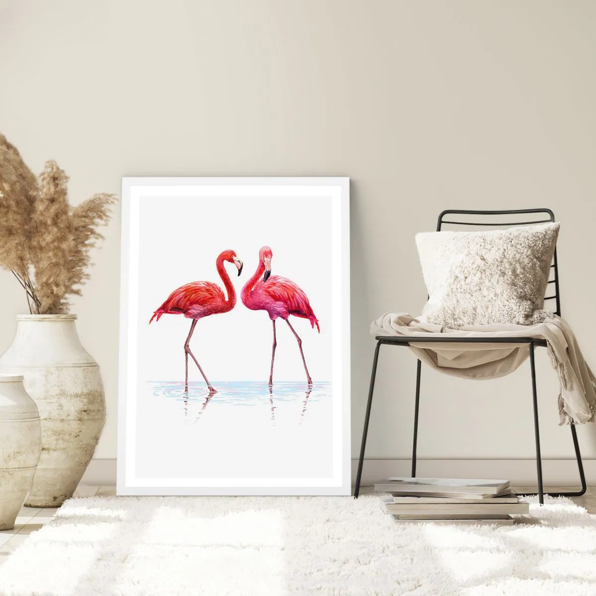 Affiche dans un cadre blanc - Poster - Rendez-vous rose - 70x100 cm