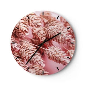 Horloge murale - Pendule murale - Gros plan d'épis de maïs roses sur fond pastel - 30x30cm - Une cascade florale en rose - Décoration murale moderne pour le salon, la cuisine et la chambre ARTTOR