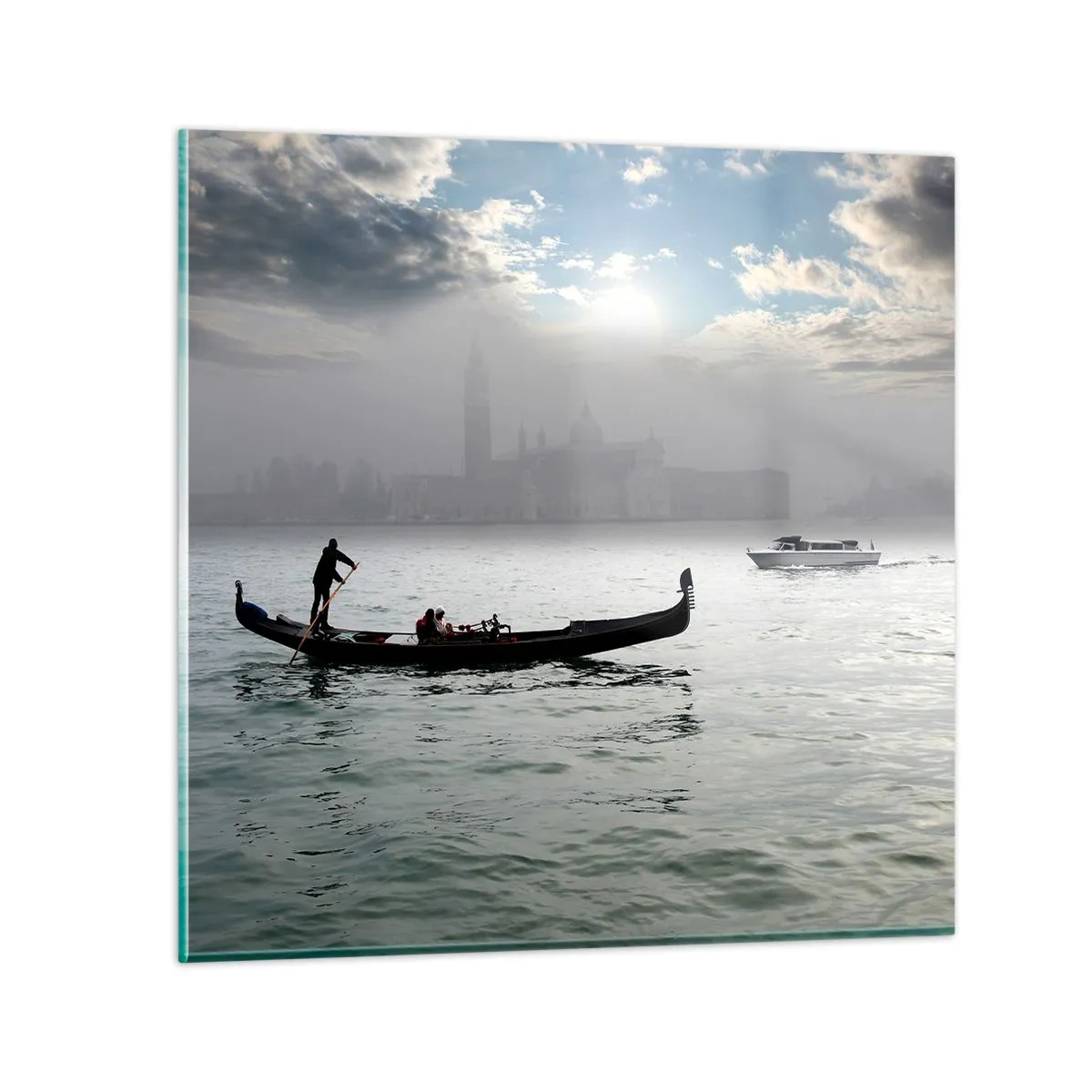 Impression sur verre - Image sur verre - Une ville fabuleuse faite d'eau et de brouillard - 70x70 cm