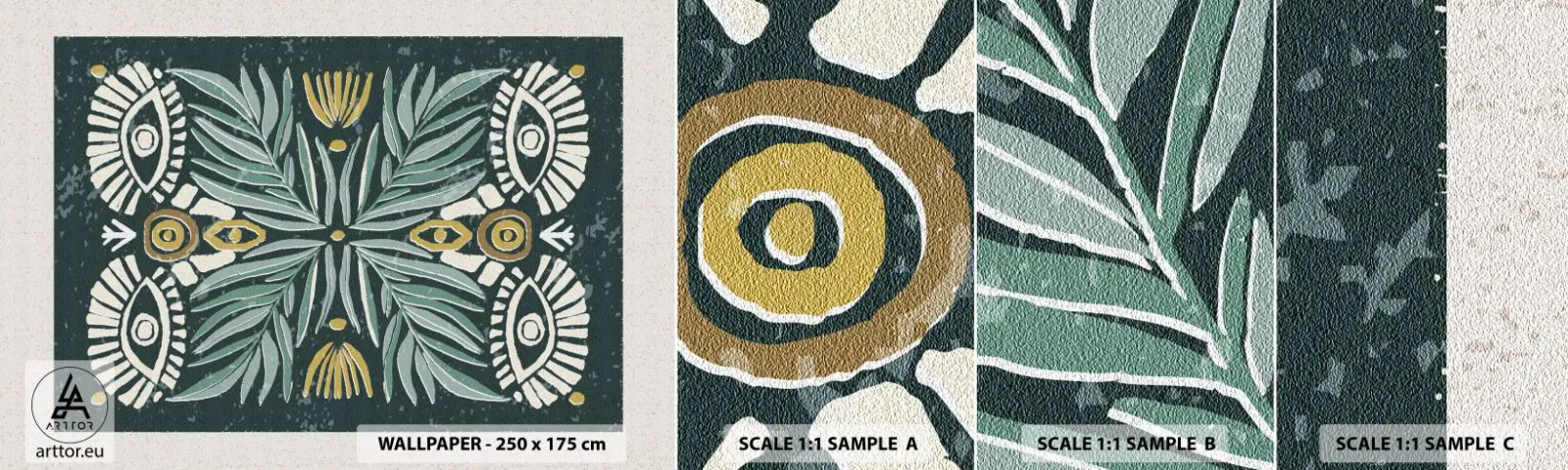 Échantillon De Papier Peint Standard Eco - Comme une découpe folklorique - Bohème, Modèle, Botanique - 100x30 cm