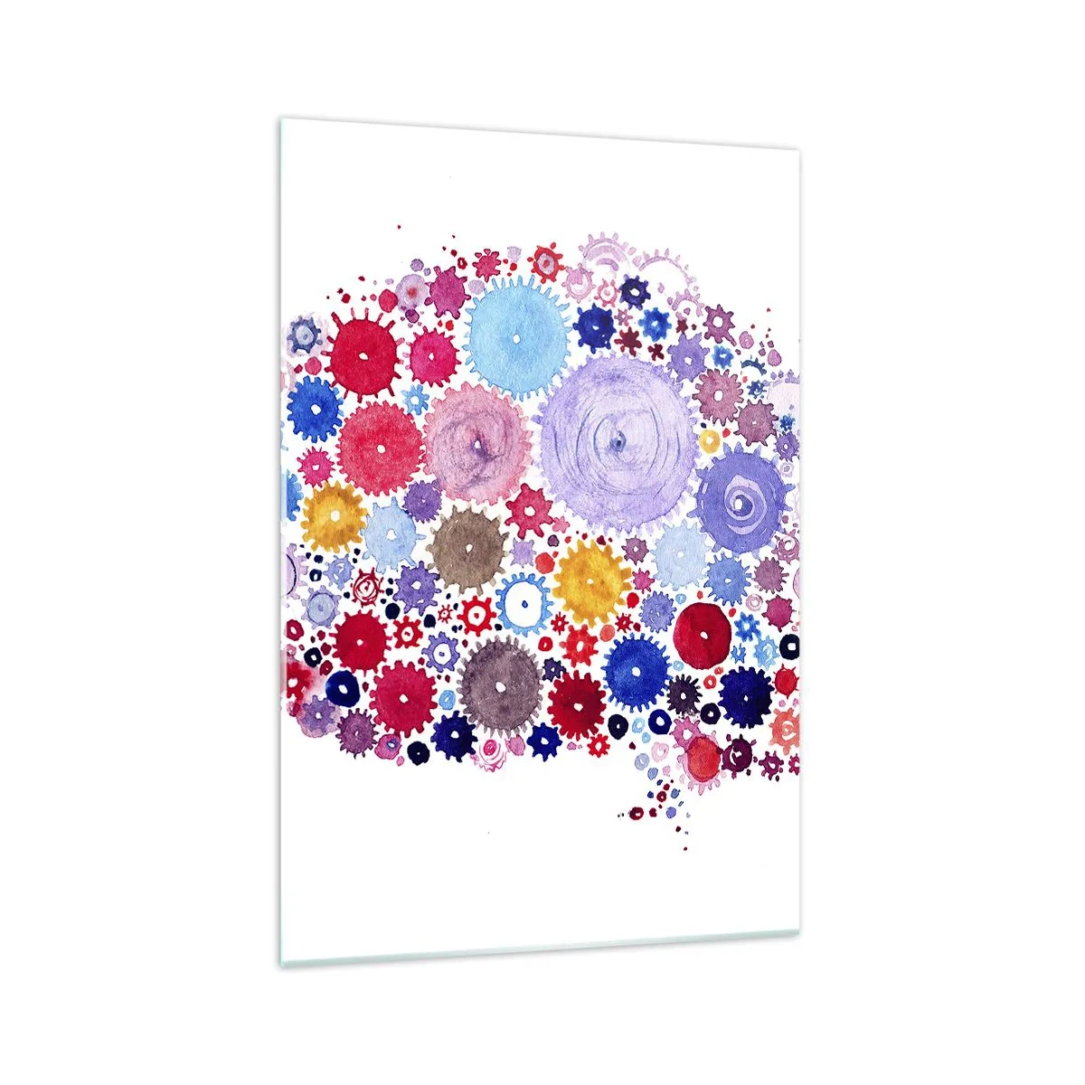 Impression sur verre - Image sur verre - Cerveau abstrait coloré avec un motif floral - 70x100cm - La machine la plus parfaite de la nature - Décoration murale moderne pour le salon et la chambre ARTTOR