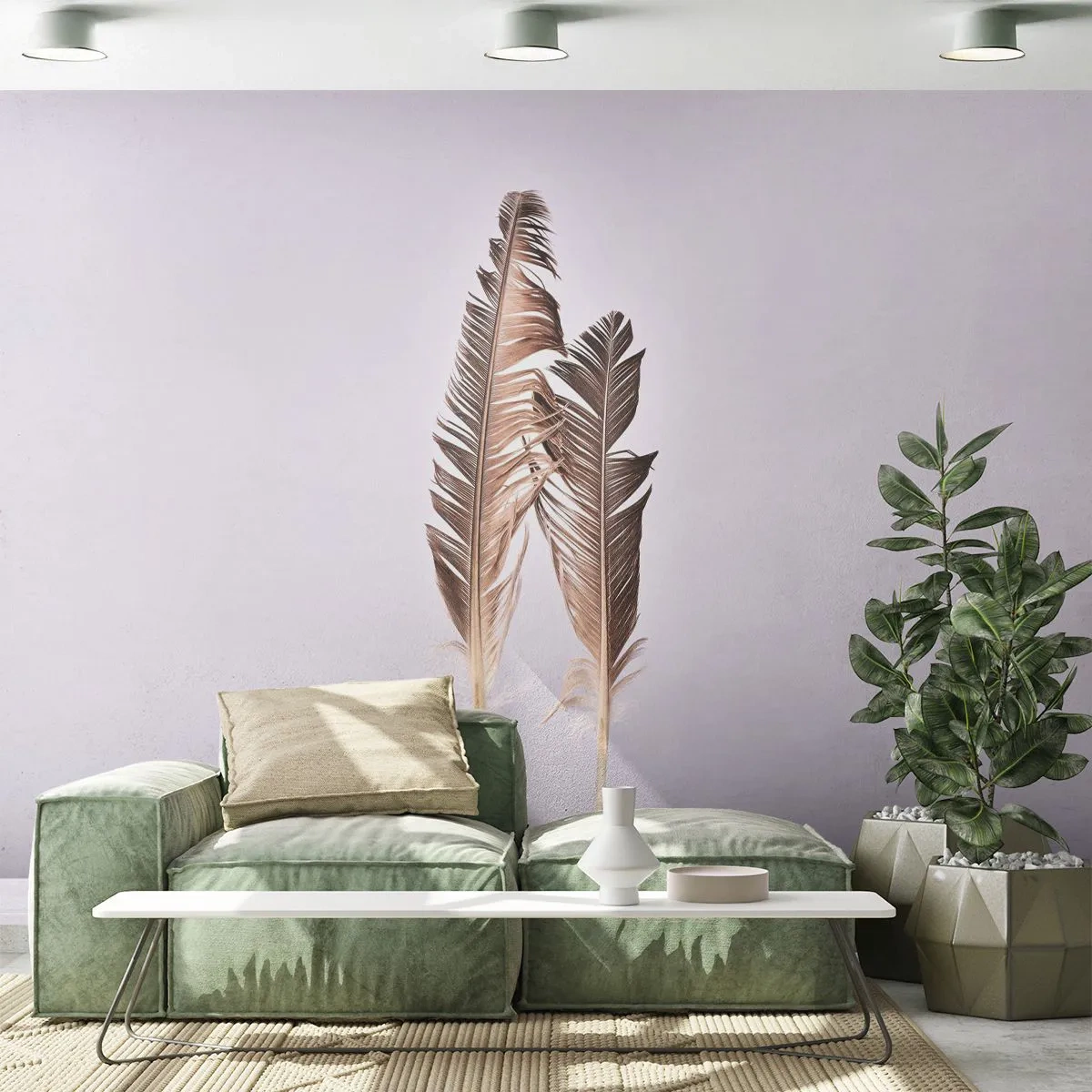 Papier Peint Autocollant Deluxe Sticker - Face au néant - Plume d'oiseau, Morceau, Graphique - 250x175 cm
