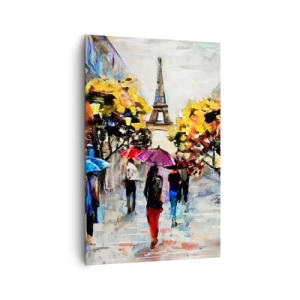 Impression sur toile - Image sur toile - Une promenade d'automne à Paris avec vue sur la Tour Eiffel - 80x120cm - Particulièrement beau en automne - Décoration murale moderne pour le salon et la chambre ARTTOR