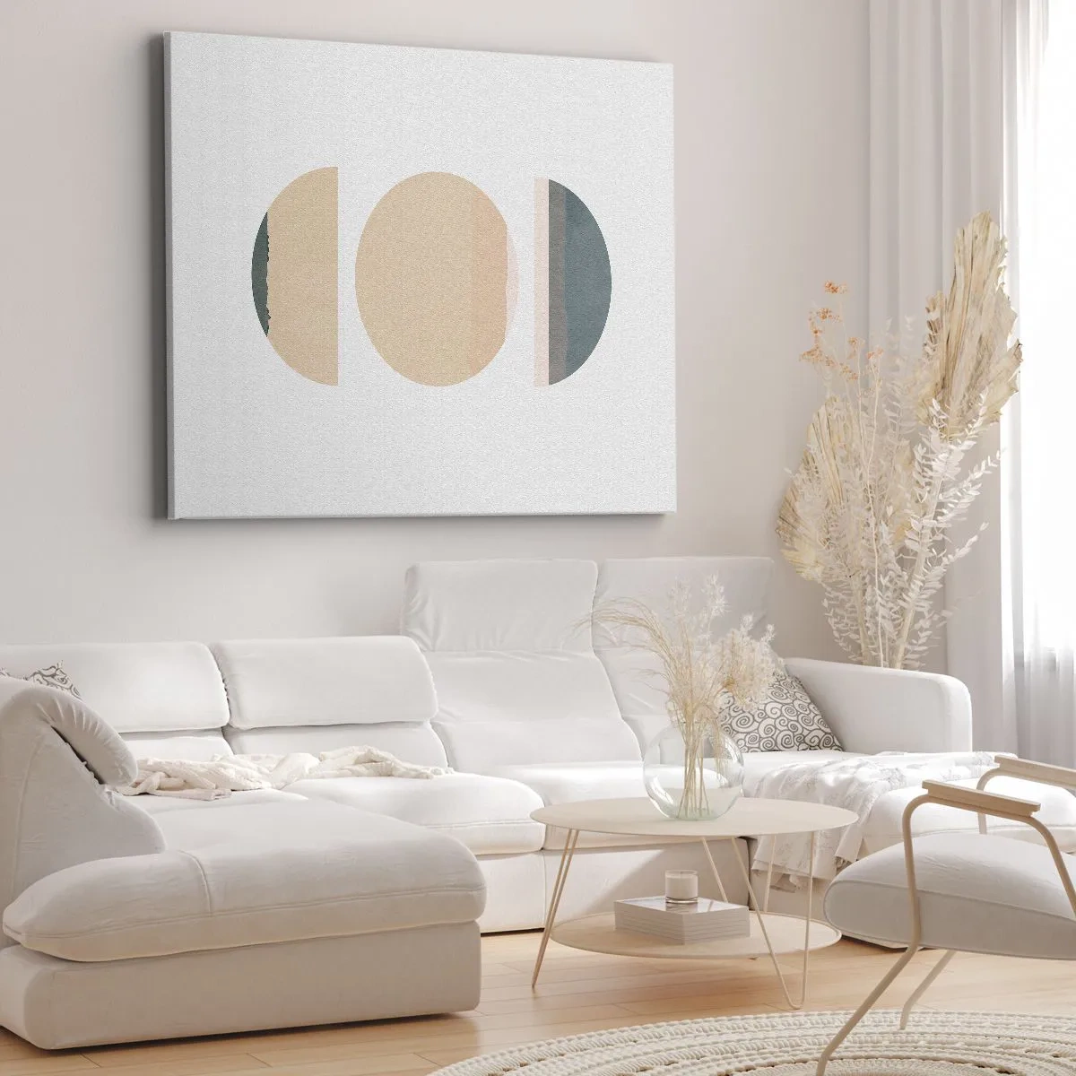 Impression sur toile - Image sur toile - Formes géométriques abstraites aux couleurs pastel - 70x50cm - Cercles après cercles - Décoration murale moderne pour le salon et la chambre ARTTOR