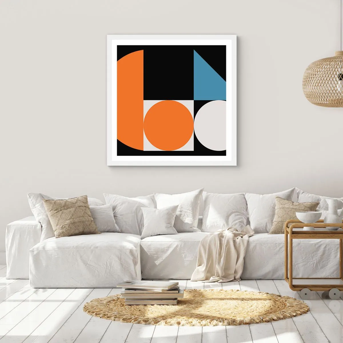 Affiche dans un cadre blanc - Poster - Rangement de figures - 60x60 cm