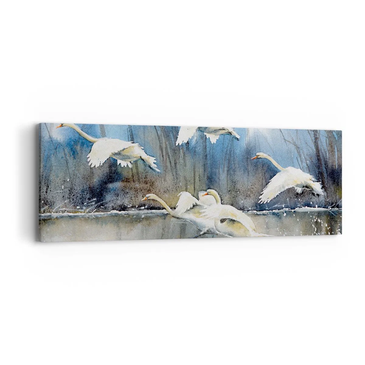 Impression sur toile - Image sur toile - Comme dans un conte de fées sur les cygnes sauvages - 90x30 cm