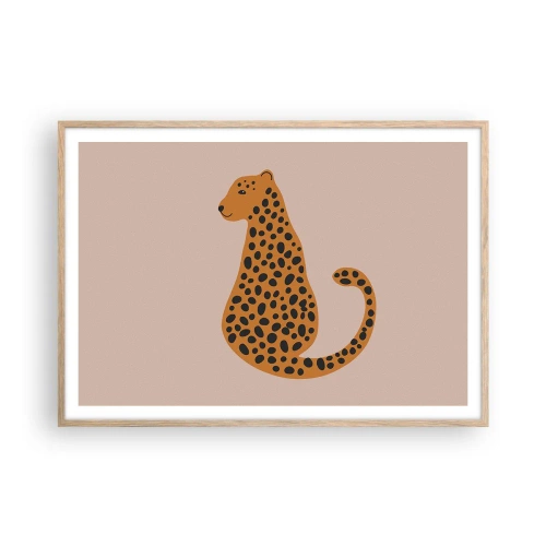 Affiche dans un chêne clair - Poster - La panthère est un motif à la mode - 100x70 cm