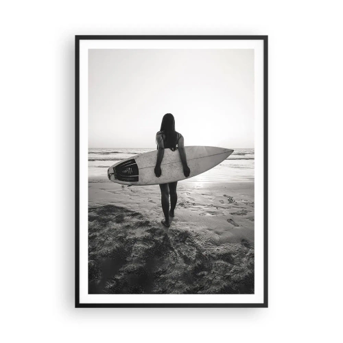 Affiche dans un cadre noir - Poster - Fille des vagues de la mer - 70x100 cm