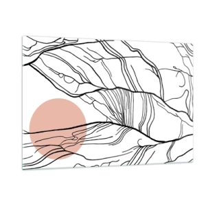 Impression sur verre - Image sur verre - Lignes ombragées de branches avec un soleil beige - 120x80cm - Dans un réseau de brindilles - Décoration murale moderne pour le salon et la chambre ARTTOR