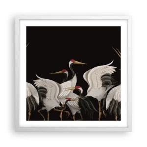 Affiche dans un cadre blanc - Poster - Histoire d'oiseaux - 50x50 cm