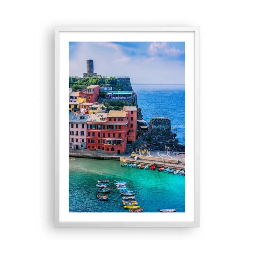 Affiche dans un cadre blanc - Poster - Petite ville magique de méditerranée - 50x70 cm