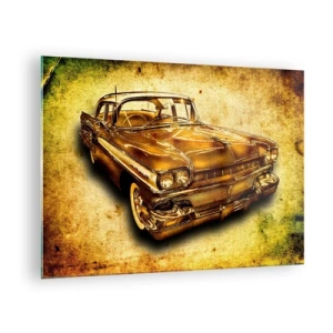Impression sur verre - Image sur verre - Une voiture vintage avec un arrière-plan vintage - 70x50cm - La beauté éternelle des classiques - Décoration murale moderne pour le salon et la chambre ARTTOR