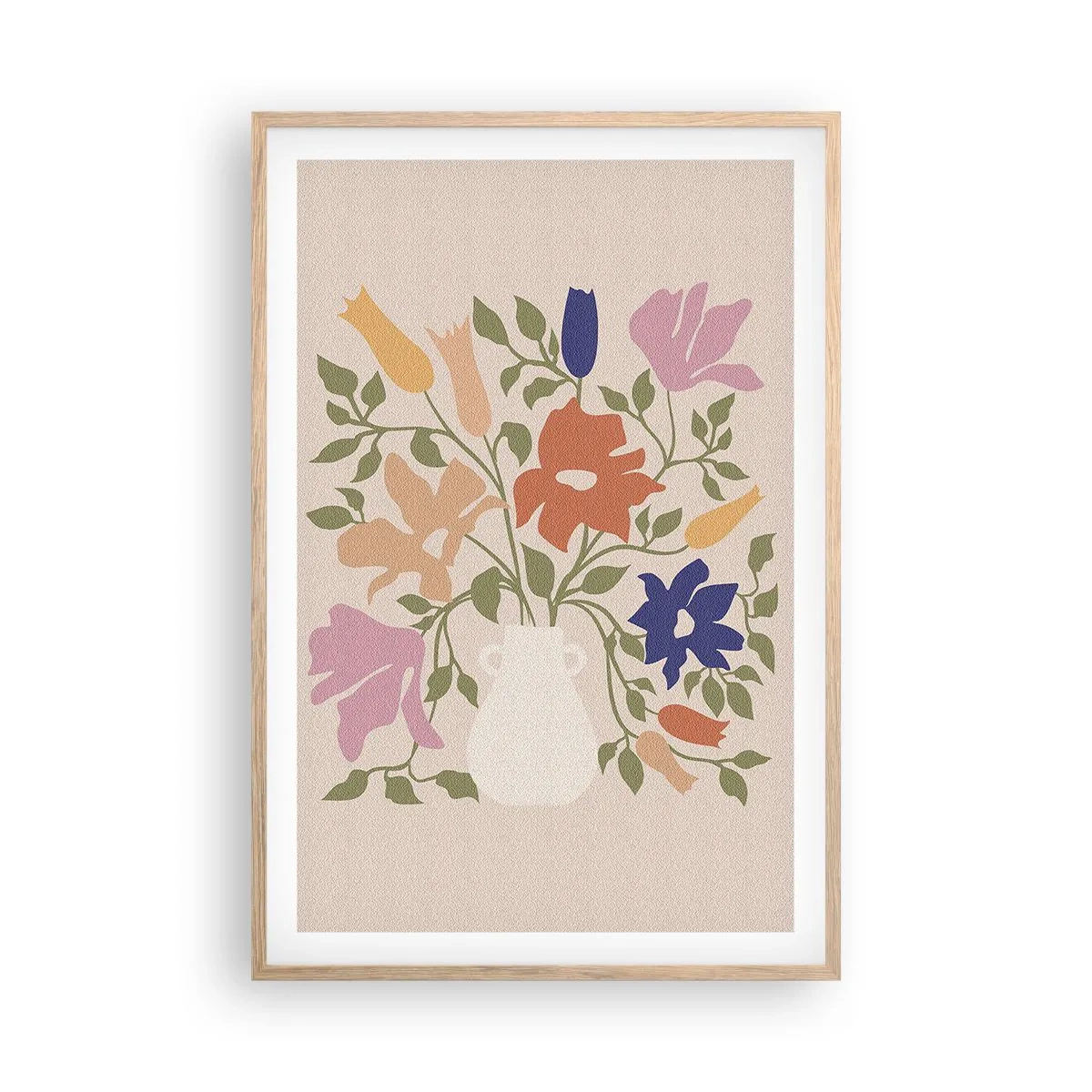 Affiche dans un chêne clair - Poster - Bouquet délicat - 61x91 cm