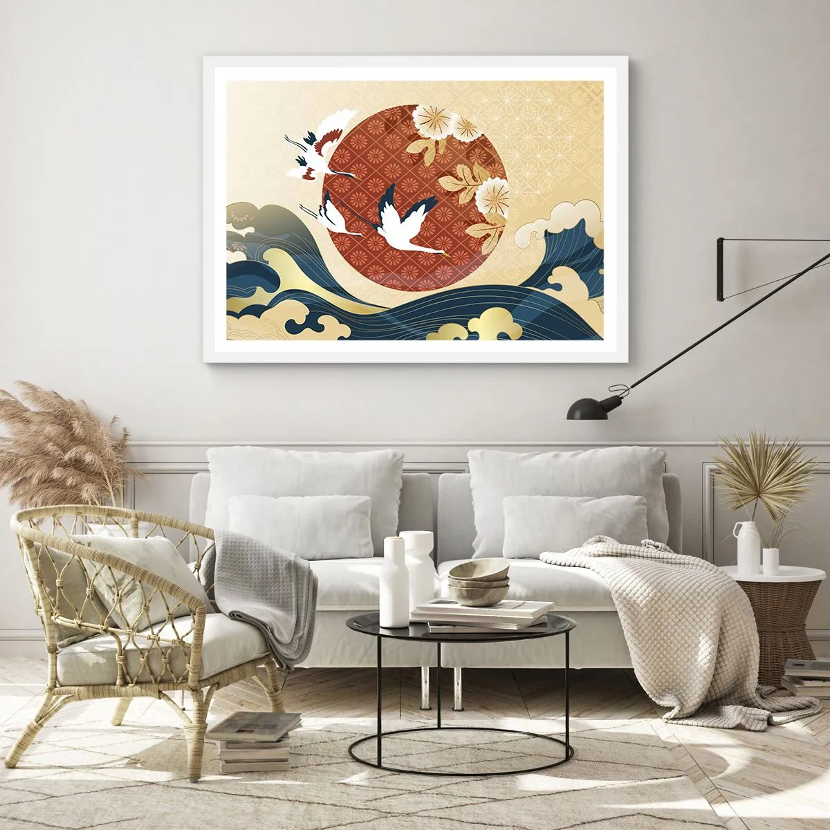 Affiche dans un cadre blanc - Poster - Conte japonnais - 50x40 cm