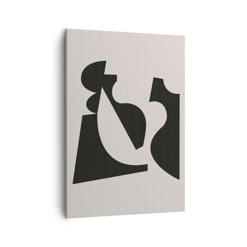 Impression sur toile - Image sur toile - Composition géométrique abstraite en noir et blanc - 50x70cm - À monter soi-même - Décoration murale moderne pour le salon et la chambre ARTTOR