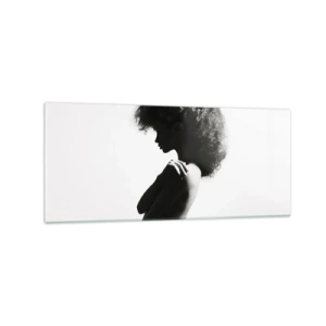 Impression sur verre - Image sur verre - Une silhouette subtile d'une femme dans des tons noirs et blancs sur un fond clair - 120x50cm - Comme une fleur au bout d'une fine tige - Décoration murale moderne pour le salon et la chambre ARTTOR