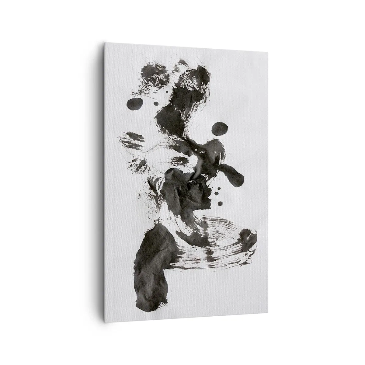 Impression sur toile - Image sur toile - Composition abstraite de taches noires sur fond blanc - 80x120cm - De la méthode dans la folie ? - Décoration murale moderne pour le salon et la chambre ARTTOR