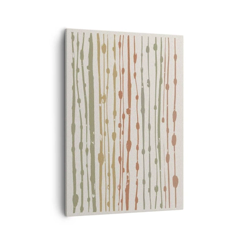 Impression sur toile - Image sur toile - Un motif de lignes aux tons chauds sur un fond clair - 50x70cm - Notation musicale des couleurs - Décoration murale moderne pour le salon et la chambre ARTTOR