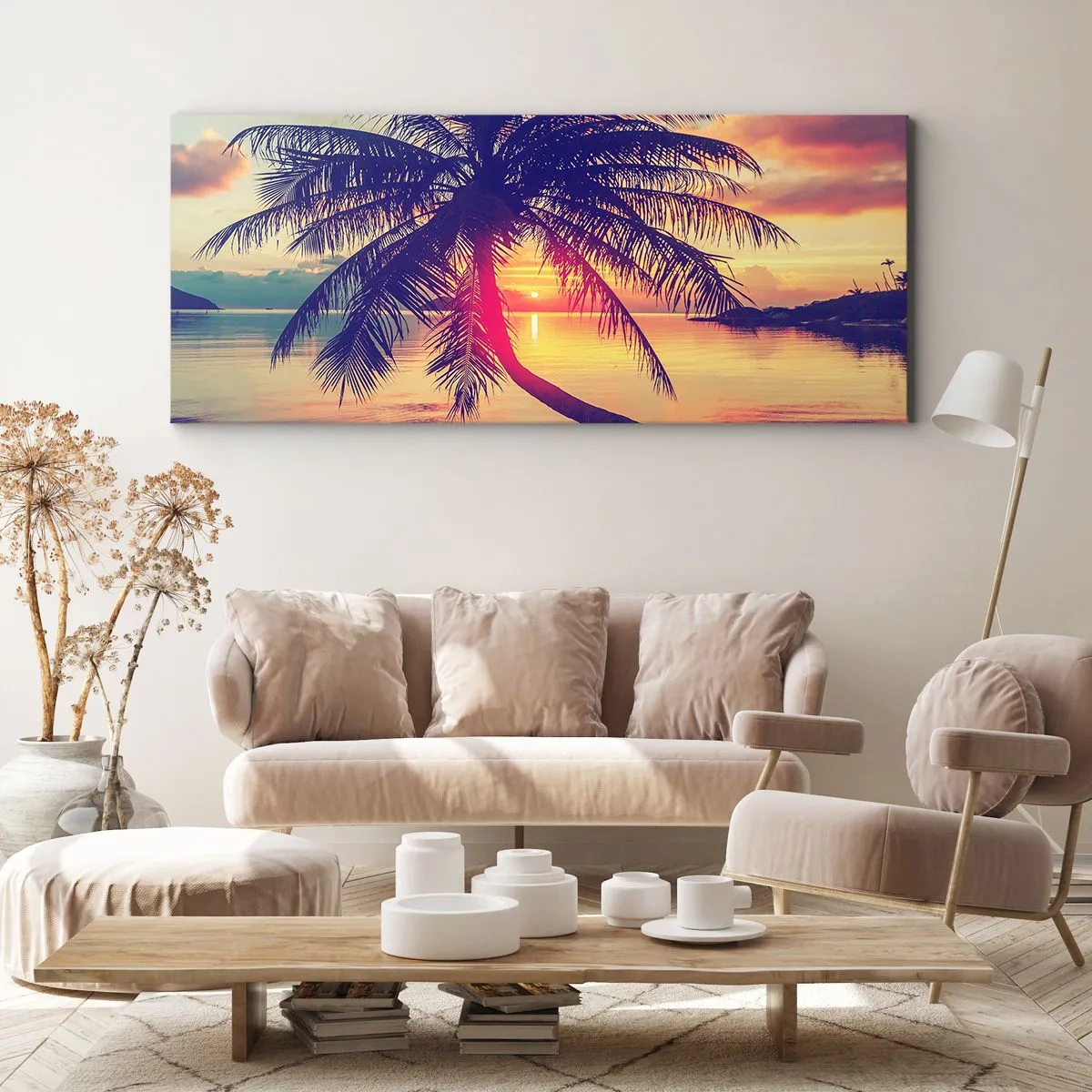 Impression sur toile - Image sur toile - Soirée sous les palmiers - 90x30 cm