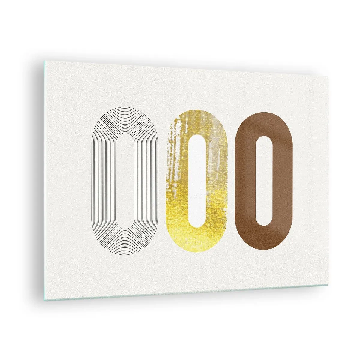 Impression sur verre - Image sur verre - Graphismes géométriques modernes en or et bronze - 70x50cm - Ooo! - Décoration murale moderne pour le salon et la chambre ARTTOR