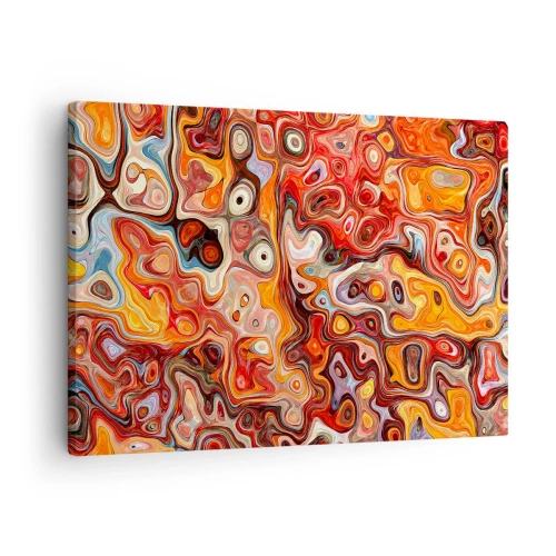 Impression sur toile - Image sur toile - Une composition abstraite dans des tons chauds de rouge, d'orange et de jaune. - 70x50cm - Si les noix fondaient dans du miel - Décoration murale moderne pour le salon et la chambre ARTTOR